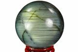 Flashy, Polished Labradorite Sphere - Great Color Play #105779-1